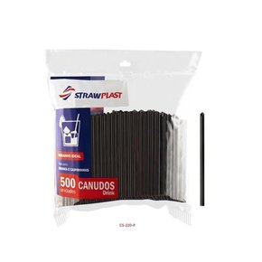 Canudo Drink Preto/Vermelho C/ 500un Strawplast