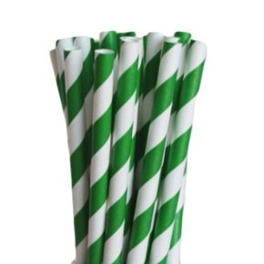 Canudo Vitamina Papel Listrado Verde Wyda C/ 12un