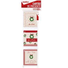 Cartão de Presente Natal Guirlanda com 3 Unidades Cromus