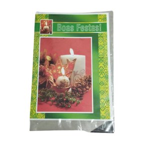 Cartão Natal Natal Pop 27 JI Cart - Velas em Fundo Vermelho