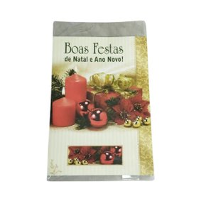 Cartão Natal Natal Pop 61 JI Cart - Presente com Velas e Bolas de Natal Vermelhas