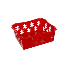 Cesta Plástica Multiuso Vermelho/Branco 20cm Ref 1619 Jaguar