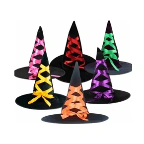 Chapéu Bruxa Preto com Fita de Cetim Unidade Sortido Frfan