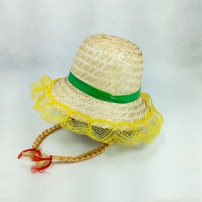 Chapéu De Palha Amarela Com Trança Loira Bazar Importadora