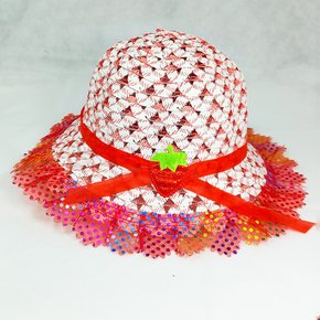 Chapéu Estampado com Renda Vermelho Bazar Importadora