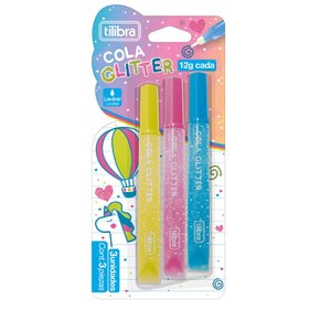 Cola Glitter 12ml Colorida 3 Unidades Tilibra