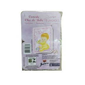 Convite Chá De Bebê Junco Criança Brincando Rosa Ref 007 C