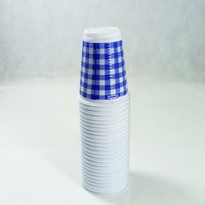 Copo Descartável 200 ml Xadrez Azul 25 un Kaixote