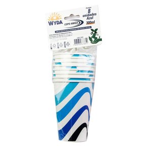 Copo Papel 300ml Azul 08 Un Wyda