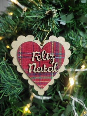 Coração Natalino MDF 6,5cm Decorados 4 Uni Neotrentina