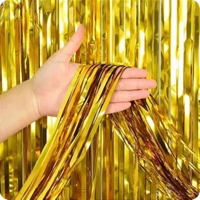 Cortina Metaloide Ouro 1mx2m Partiu Festa Festa
