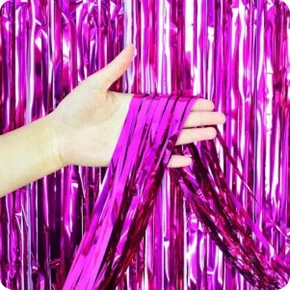Cortina Metaloide Pink 1m x 2m Partiu Festa