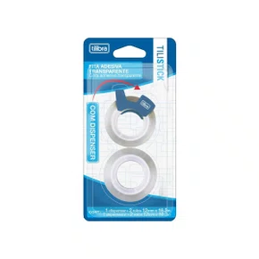 Durex Transparente com Dispenser + 2 Rolos Tilibra