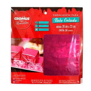 Embalagem Para Bolo Gelado 20cm x 22cm Rosa com 50 Unidades Cromus