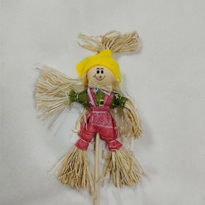 Enfeite de Mesa Espantalho com Palito 30cm Amarelo Importado