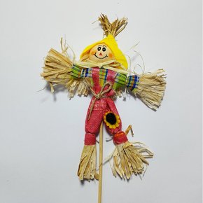 Enfeite de Mesa Espantalho com Palito 30cm Amarelo Importado