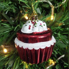 Enfeite Natalino Cupcake Vermelho 7cm Matsumoto