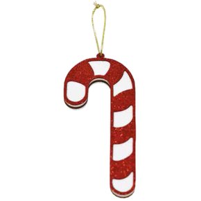 Enfeite Natalino MDF Bengala 16cm Decorado Neotrentina