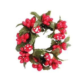 Enfeite Natalino Guirlanda 7cm Cogumelos Vermelho Cromus