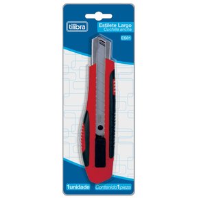 Estilete Largo Plástico Com Trava ES01 Vermelho Tilibra