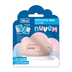 Estilete Mini Retrátil Portátil Rosa Nuvem Tilibra