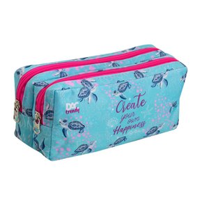 Estojo Duas Divisões Azul Tartarugas Trendy DAC