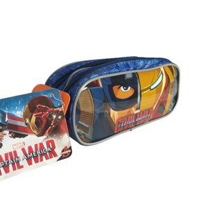 Estojo Duas Divisórias Azul Capitão América Xeryus