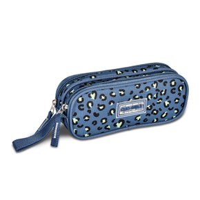 Estojo Duplo Juvenil Azul e Estampado Clio Style