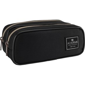 Estojo Duplo Preto com Etiqueta Costurada Academié Tilibra