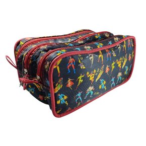 Estojo Três Divisórias Médio Vermelho Heróis Ac Bag