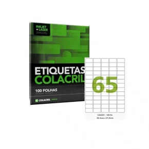 Etiqueta em Folha 65/ Folha Colacril Ref A4351 c/ 100fls