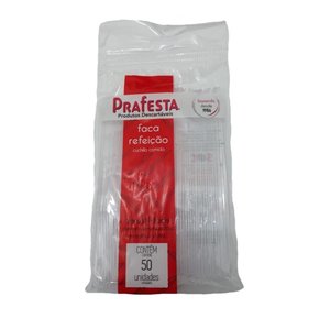 Faca para Refeição Cristal C/50 Unidades Prafesta