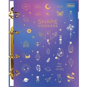 Fichário Argolado Colegial Azul Doodles Tilibra