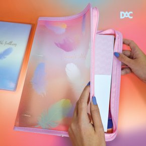 Fichário Argolado Universitário Sonhos Rosa com Zíper DAC