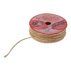 Fio Juta Trançado Natural com Fio Ouro Rolo com 300m Aramex- Juta & Cia