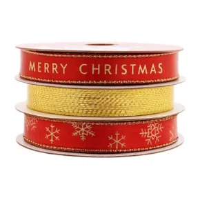 Fita Ouro e Vermelha Kit com 3 Rolos 1cmx3m Cromus