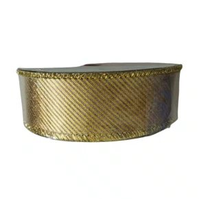 Fita Ouro Listras Ouro 38mm Aramada Ref 1073627 Rolo 9,14m Cromus