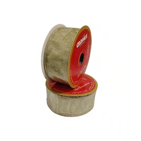 Fita Ouro Trabalhada Branco 38mm Aramada Ref 1056167 Rolo 9,14m Cromus