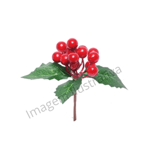 Flor Natalina Cereja Vermelha C/ Folha Cromus