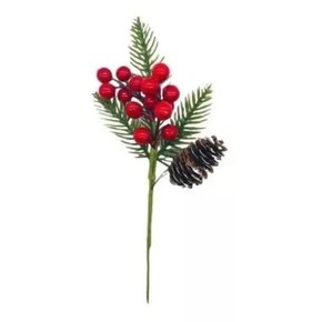 Flor Natalina Cereja Vermelha Pinha Ref 1591568 Cromus