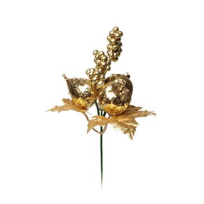 Flor Natalina Cerejinha Maca Folhas Ouro Matsumoto