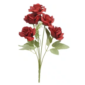 Flor Rosa Vermelha 5 Galhos Bella Garden