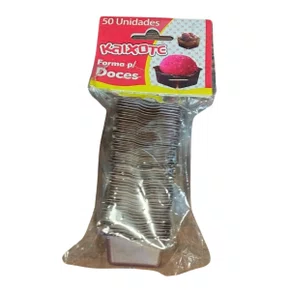 Forminha para Doces Plástica Caixote Marrom - 50 Unidades