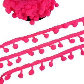 Franja Pompom 1cm Rosa Flúor Venda Por Metro