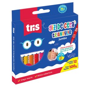 Giz De Cera Big Jumbo 12 Cores Triangular Tris