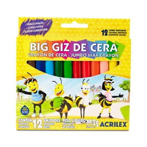 Giz De Cera Big Jumbo Redondo 12 Cores Acrilex