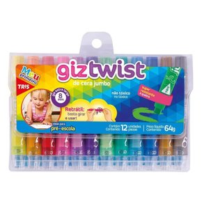 Giz De Cera Big Jumbo Retrátil Twist 12 Cores Tris