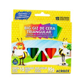 Giz De Cera Big Jumbo Triangular 12 Cores Acrilex