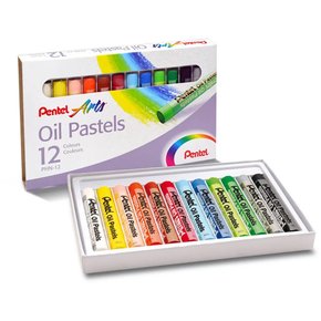 Giz De Cera Pastel Oleoso 12 Cores Cilíndrico Pnh-12 Pentel