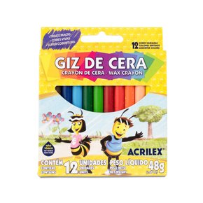 Giz De Cera Redondo 12 Cores Acrilex